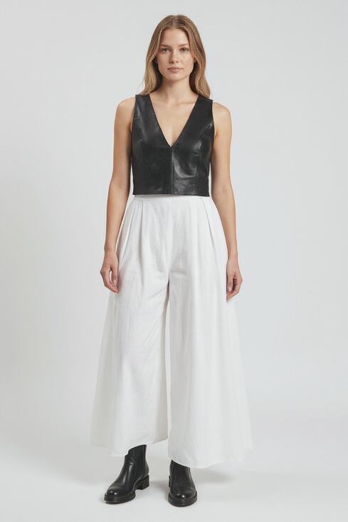 IRO Tops - IRO Lamb Leather V-Neck Cropped Top Sleeveless Black US Size 10/ 42 NWT